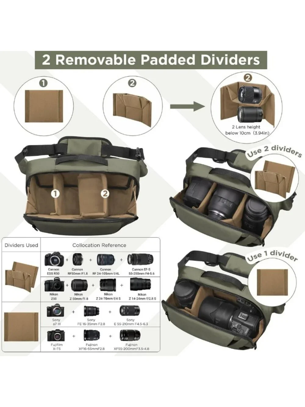 Lightweight Waterproof Camera Sling Bag with Tripod Holder - Crossbody for